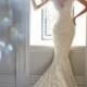 Fashionable Trumpet/Mermaid V-neck Sleeveless Beading Chapel Train Lace Wedding Dress