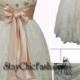 White Pearl Rhinestone Top Bowtie Waist Lace Short Prom Dress Sale