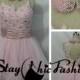 Pink Pearls Beaded Collar Neck Floral Applique Top Short Princess Prom Dress