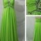 2015 Cheap Sexy Beaded Floor Length Lime Green Prom Dresses Discount