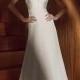 Beautiful Elegant Satin & Chiffon A-line V-neck Wedding Dress In Great Handwork