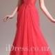 Red Illusion Neck Long Chiffon Evening Dress with Sheer Back