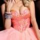 Short Strapless Sweetheart Beaded Prom Dresses with Layered Skirt