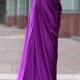 Satin Purple One Shoulder Long Dress with Criss-cross Bodice