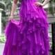 Chiffon Purple One Shoulder Floor Length Evening Dress