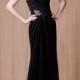 Strapless Black Low Back Floor Length Evening Dress