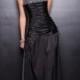Black Strapless Beaded Sweetheart Satin Prom Dresses with Braided Sides