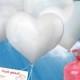 Luftballons steigen lassen - weiße Herzluftballons