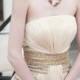 Strapless Gold Empire Waist Beaded Belt Prom Evening Dress