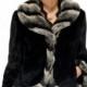 short black fur coat with chinchilla fur trim