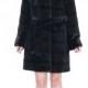Faux black mink fur with strips women middle coat