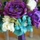 Custom Listing For Kapin - Plum And Teal Jeweled Peacock Wedding Bouquet