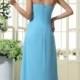 Blue A-line Long Strapless Chiffon Bridesmaid Dress(BTBD414)