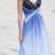 Floor Length Royalty Blue V-neck Long Evening Dress