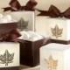 Adorable Brown Fall maple Leafs Favor Box TH012 Laser Cut Party Decoration