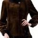 Faux dark coffee rabbit cashmere with black mink fur women middle coat