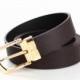 Louis Vuitton Brown LV Leather Belt with Golden Buckle