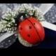 #wedding #beachwedding #ladybug #lavender #sachets #favors #funny #happy #organza #ribbon #red #bridalshower