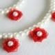 #wedding #bridal #bridesmaids #flowergirl #jewelry #red #pearl #necklace #bracelet #chic #gift