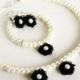 #black #wedding #bridal #bridesmaids #flowergirl #jewelry #black #pearl #necklace #earrings #bracelet #chic #gift