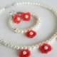 #red #wedding #bridal #bridesmaids #flowergirl #jewelry #pearl #necklace #earrings #bracelet #chic #gift