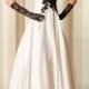 simple black ivory strappy v neck wedding dress 2015