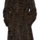 Faux dark brown astrakhan with mink fur hooded long women coat