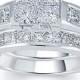 FINE JEWELRY 3 CT. T.W. Diamond 14K White Gold Quad Princess Bridal Ring Set