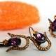 #tulip #jewelry #antiquedbrass #teardrop #purple #orange #swarovski #artdeco #rhinestone #earrings #ring #wedding #bridesmaids #bridal
