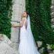 Long Wedding Dress With Train, White Long Wedding Dress With Open Back, Crepe Wedding Gown L14