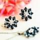 navy blue art deco clear crystal swarovski rhinestone necklace earrings wedding jewelry bridal jewelry bridesmaids jewelry set