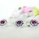 art deco clear crystal purple swarovski rhinestone necklace earrings wedding jewelry bridal jewelry bridesmaids jewelry set