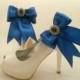 Vintage inspired art deco rhinestone royal blue bow shoe clips -Vintage wedding - Bridal shoe clips - Wedding accesories - Bridal shoe clips