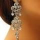 Wedding Bridal Earrings, Vintage Inspired Rhinestone Earrings, Long Dangle Earrings, Bridal Jewelry, Wedding Jewelry