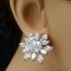Flower cz Bridal Earrings, Wedding Bridal Earrings, Silver Stud Earrings, bridal jewelry, Bridal Accessory, Wedding Jewelry