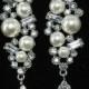 Wedding Art Deco Pearl Bridal Earrings, Vintage Crystal Rhinestone Bridal Earrings, Wedding Diamante Jewellery