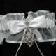 Bridal Crystal Garter, Single Wedding Garter, White Lace Crystal Garter, Bridal Rhinestone Garter,