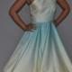 One Shoulder Aqua Ombre "Siren" Dress Tea Length ------------- Color Can Be Customized ------ Made To Measure
