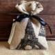 France Paris letter Eiffel tower burlap favor bags, wedding, bridal shower, tea party gift bag
