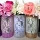 lace and rhinestone covered glass vases, wedding, bridal shower, tea party table centerpieces