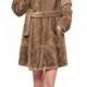 Ligth brown faux mink fur women middle-length coat