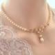 Bridal necklace -Rose gold vintage inspired art deco Swarovski crystal rhinestone bridal necklace -Swarovski crystal and pearl necklace