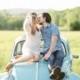 Summer picnic engagement with Love Bug car