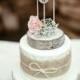 Two-Tiered Cake With Burlap Ribbon