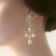 Bridal chandelier earrings-Vintage style art deco Swarovski crystal rhinestone earrings-Wedding jewelry -Antique silver earrings