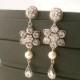 Bridal earrings-Vintage style art deco earrings-Swarovski crystal rhinestone dangle earrings-Antique silver earrings-Vintage wedding