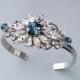 Wedding Bracelet - Bridal Bracelet, Something Blue, Cuff Bracelet, Crystal Bracelet, Swarovski Crystals, Vintage Style, Gatsby Style - VERA