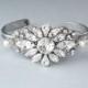 Wedding Bracelet - Bridal Bracelet, Cuff Bracelet, Crystal Bracelet, Swarovski Crystals and Pearls, Gatsby Jewelry, Vintage Style - VERONICA