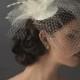 Birdcage Veil Bridal Hat With Feathers And Rhinestones