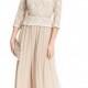 R&M Richards Petite Belted Lace Popover Chiffon Gown